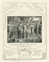 プレート21、ジョブと彼の妻が繁栄に回復、「ジョブブック」のイラスト、c.1825（紙に黒いカーボンインク）